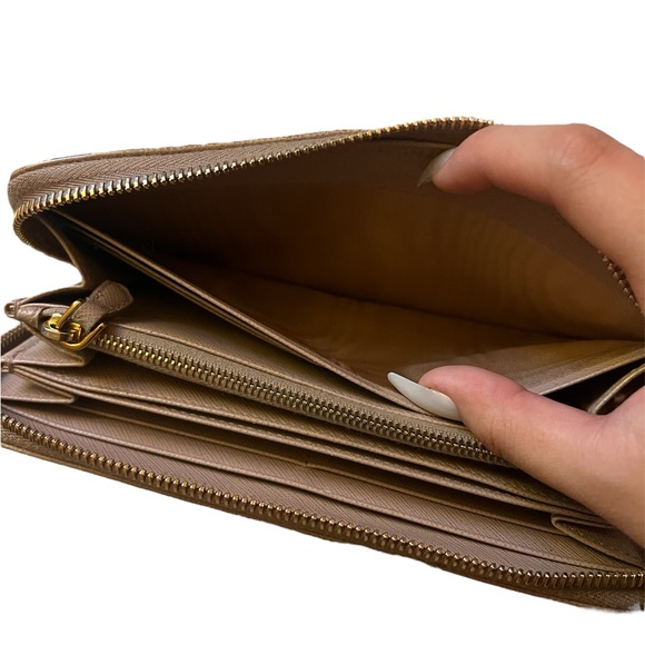 Prada Cipria Saffiano Triangle Long Zip Wallet - Picture 8 of 12